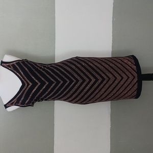 Marc Valvo dark blue and rose gold rhinestones thru out the dress